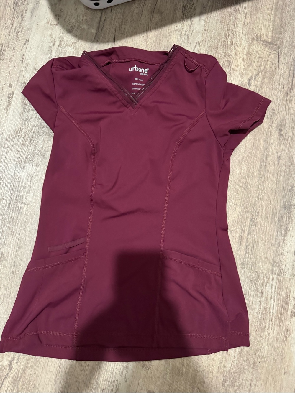 Urbane Women's V-Neck Scrub Top - Burgundy